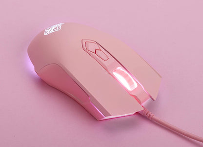 AJ52 Watcher RGB Gaming Mouse, Programmable 7 Buttons, Ergonomic LED Backlit USB Gamer Mice Computer Laptop PC, for Windows Mac OS Linux, Pink