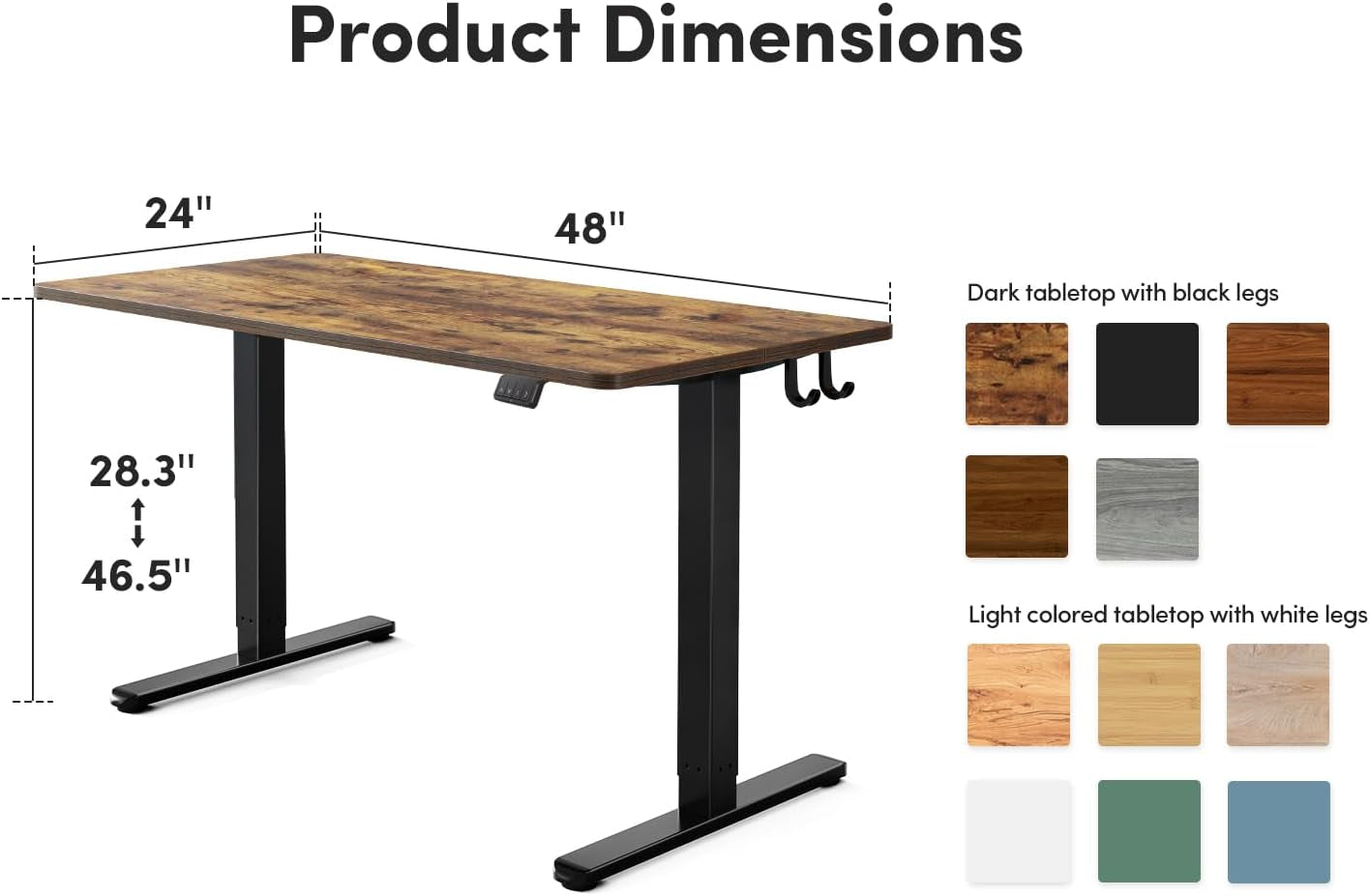 Electric Standing Desk, 48 X 24 Inches Height Adjustable Stand up Desk, Sit Stand Home Office Desk, Computer Desk, Rustic Brown